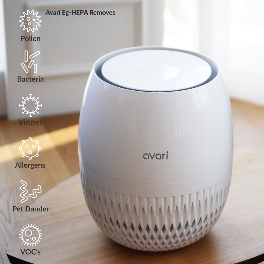 Avari EG HEPA Air Purifier Removes Particles in illustration